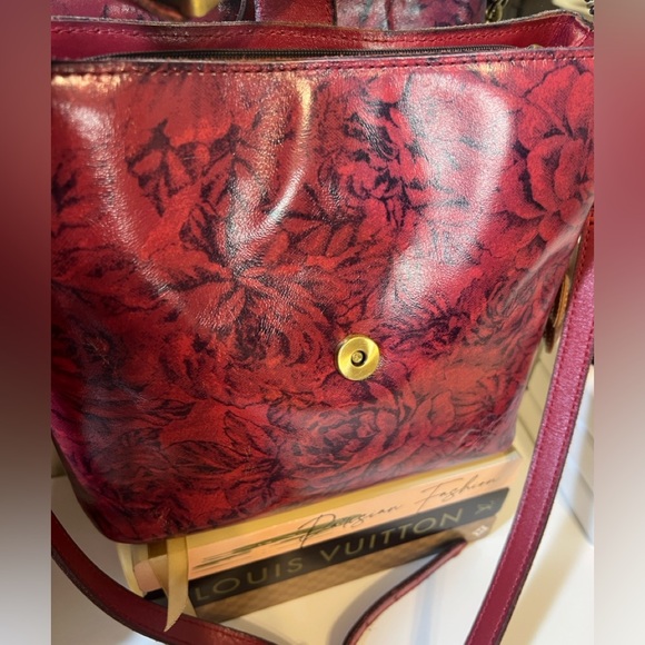 🌹 PATRICIA NASH leather burgundy roses flap buckle Crossbody shoulder bag - Picture 6 of 15
